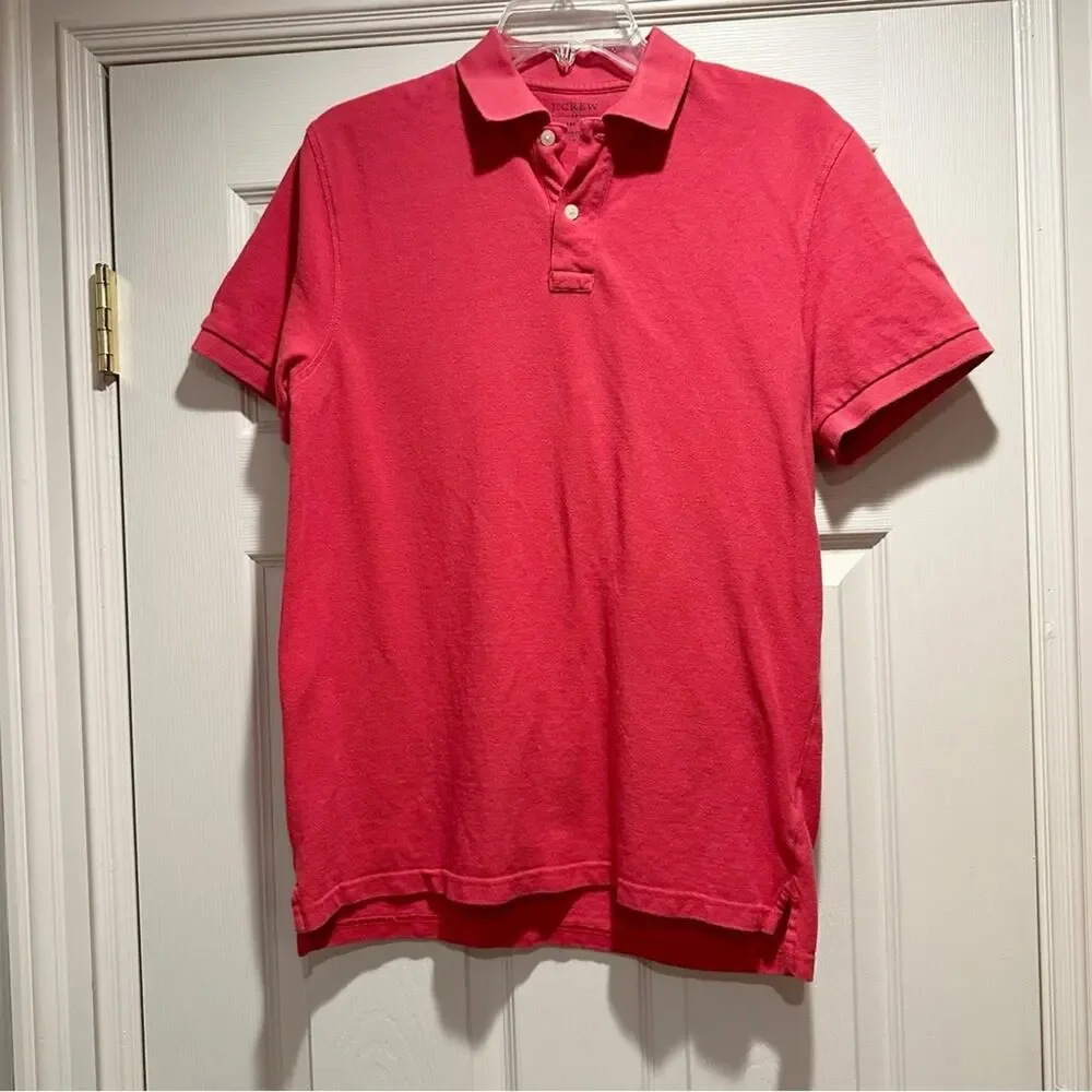 J Crew Slim Fit Pique Golf Polo 15413 100% Cotton Nantucket Red Mens MEDIUM